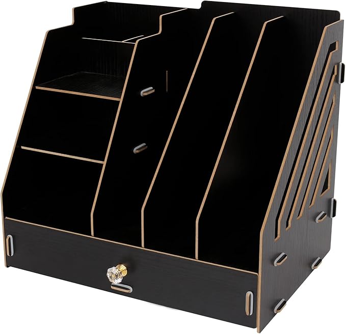 Tonsmile Wooden Desk Organizer - A4 Office Stationery Holder & Storage Tidy for Home & Work