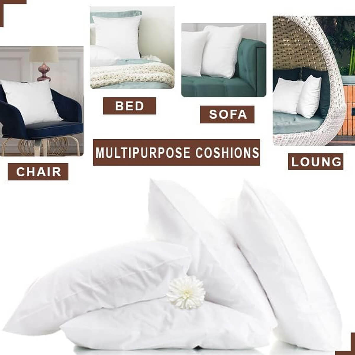 Luxury Plump Cushion Pads - Hollow Fibre Fill - Soft, Fluffy & Hypoallergenic