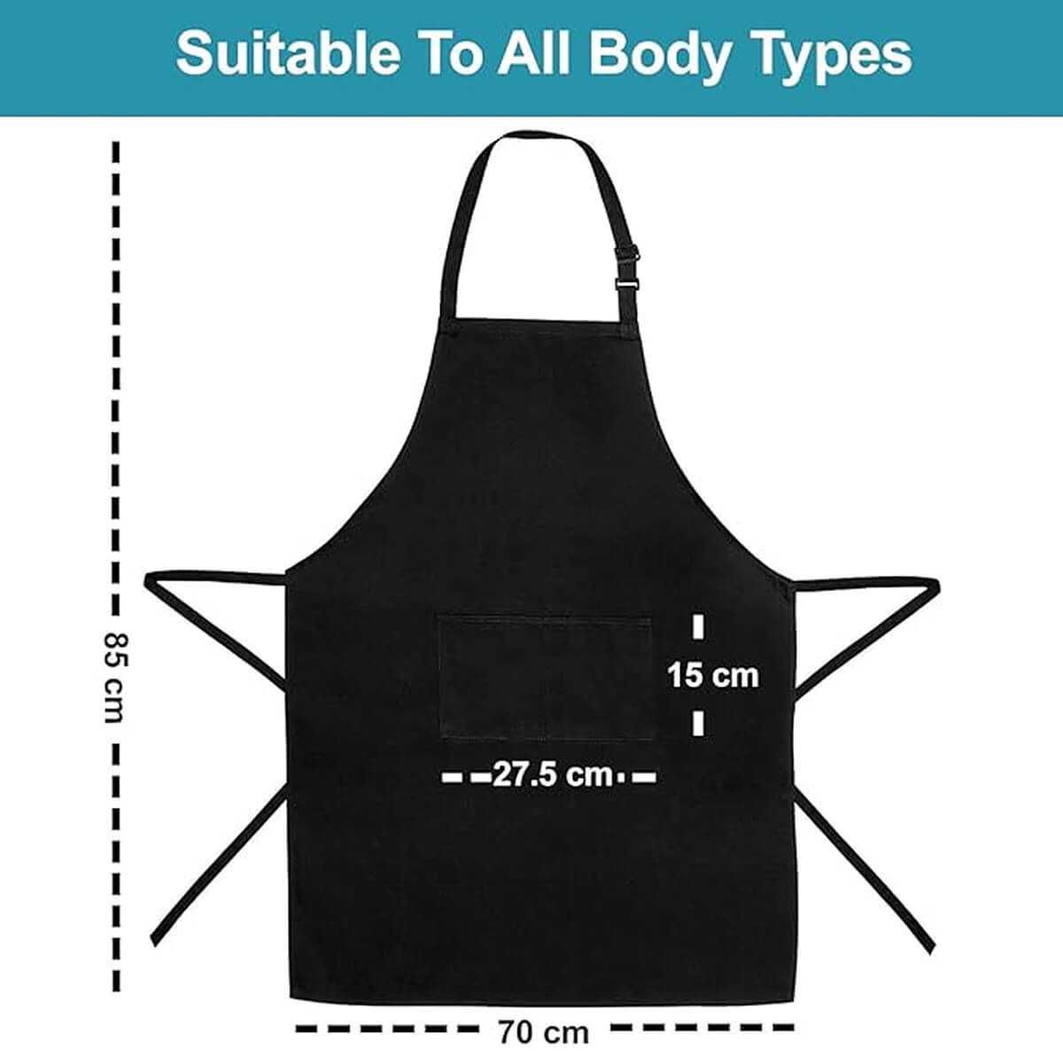 Stain-Resistant Kitchen Apron Bib in Classic White with Stylish Black Trim