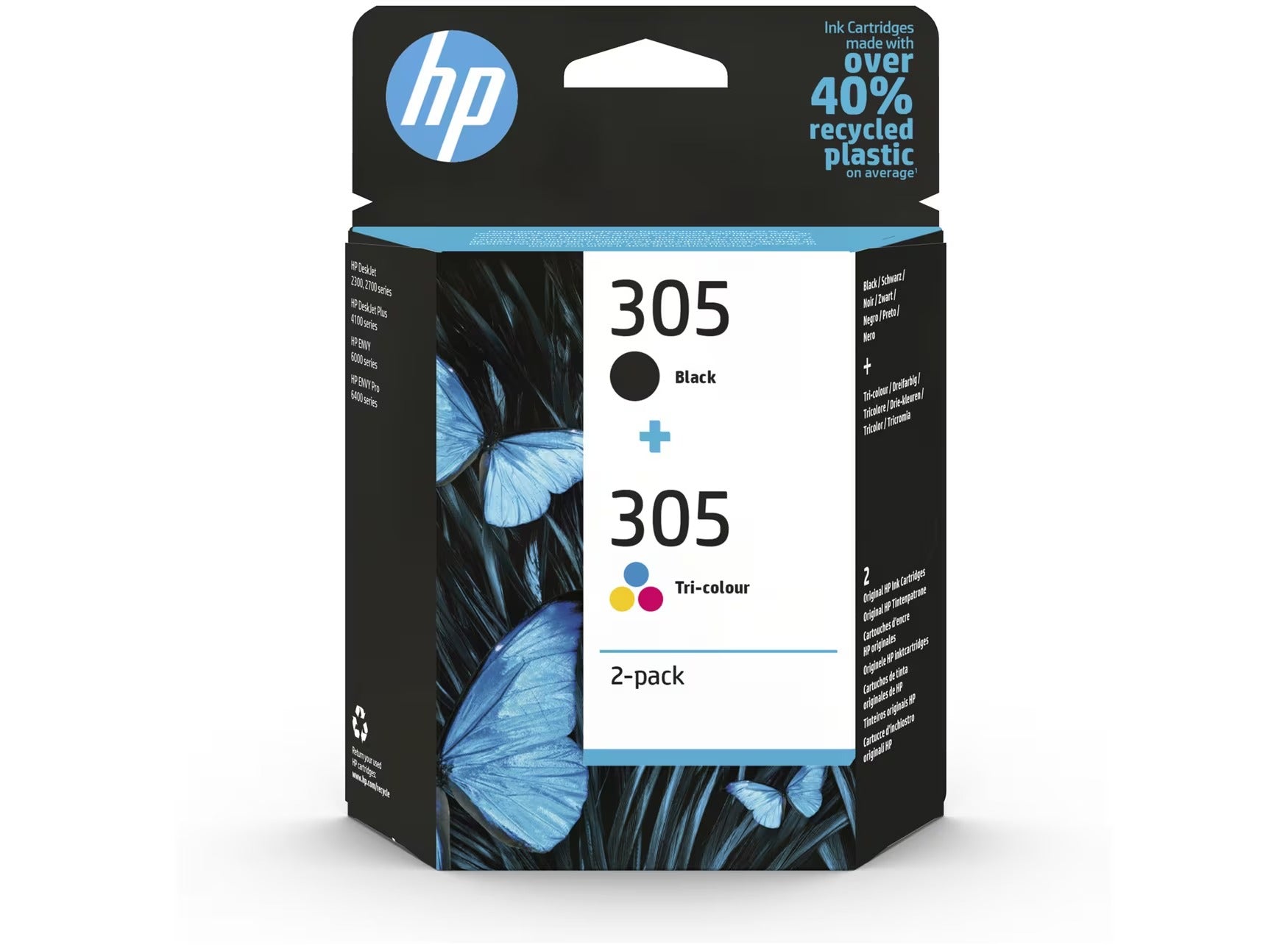HP 305 2-Pack Tri-color/Black Original Ink Cartridge