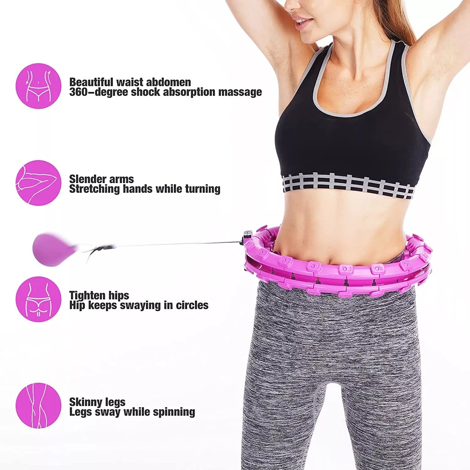 24 Knots Weighted Hula Hoop for Adults - Smart Fitness Tool for Waist Slimming and Weight Loss