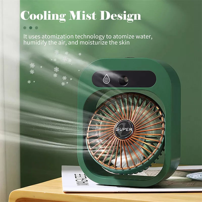 USB Rechargeable Air Conditioning Desk Misting Fan - Portable Air Cooler & Humidifier