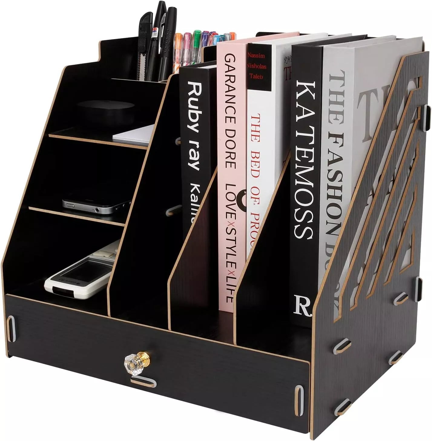 Tonsmile Wooden Desk Organizer - A4 Office Stationery Holder & Storage Tidy for Home & Work