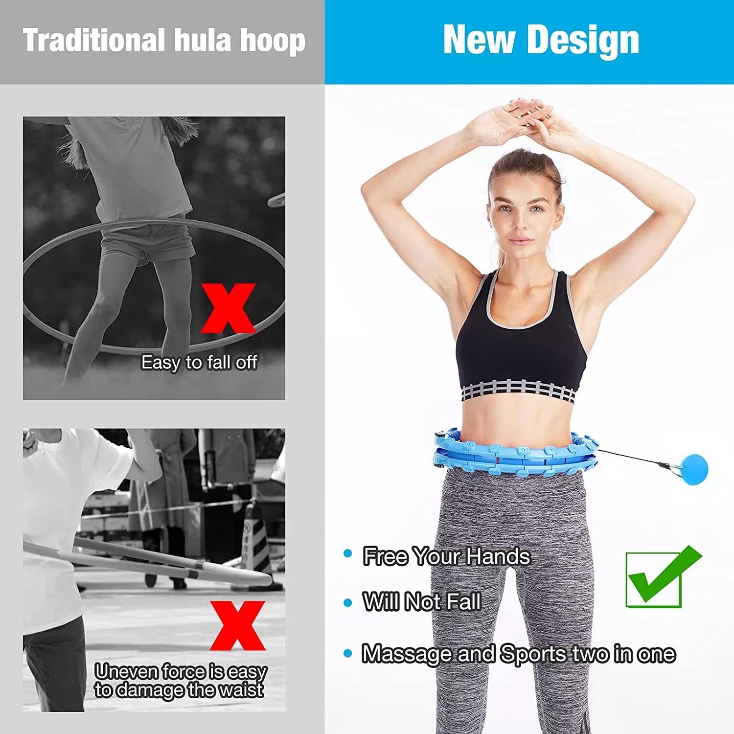 24 Knots Weighted Hula Hoop for Adults - Smart Fitness Tool for Waist Slimming and Weight Loss