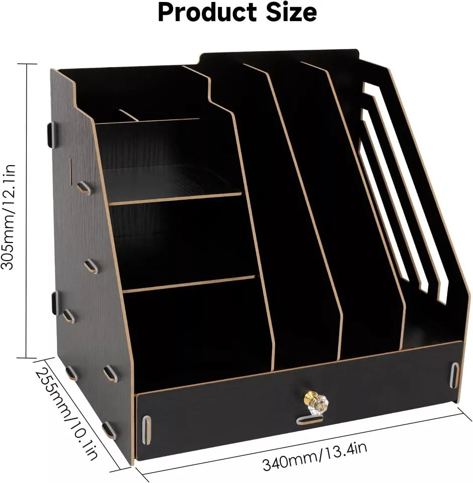 Tonsmile Wooden Desk Organizer - A4 Office Stationery Holder & Storage Tidy for Home & Work