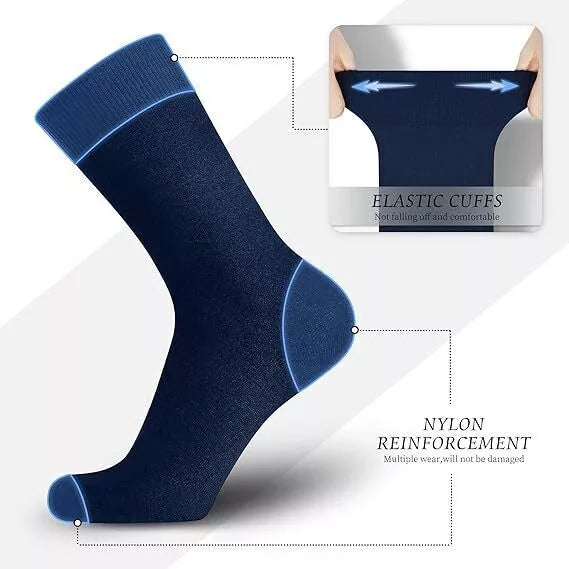 DarkCom Men’s Smart Dress Socks - 10-Pair Set, Navy Blue (UK Size 12-14) | Perfect Gift for Men