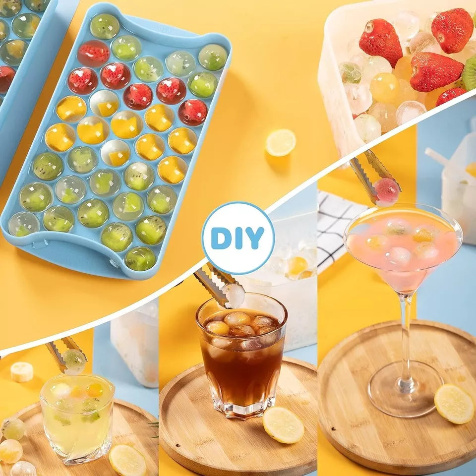 72-Ice Ball Maker Set with Lids, Storage Bin, Scoop & Tongs – Easy-Release Ice Cube Trays for Perfect Drinks