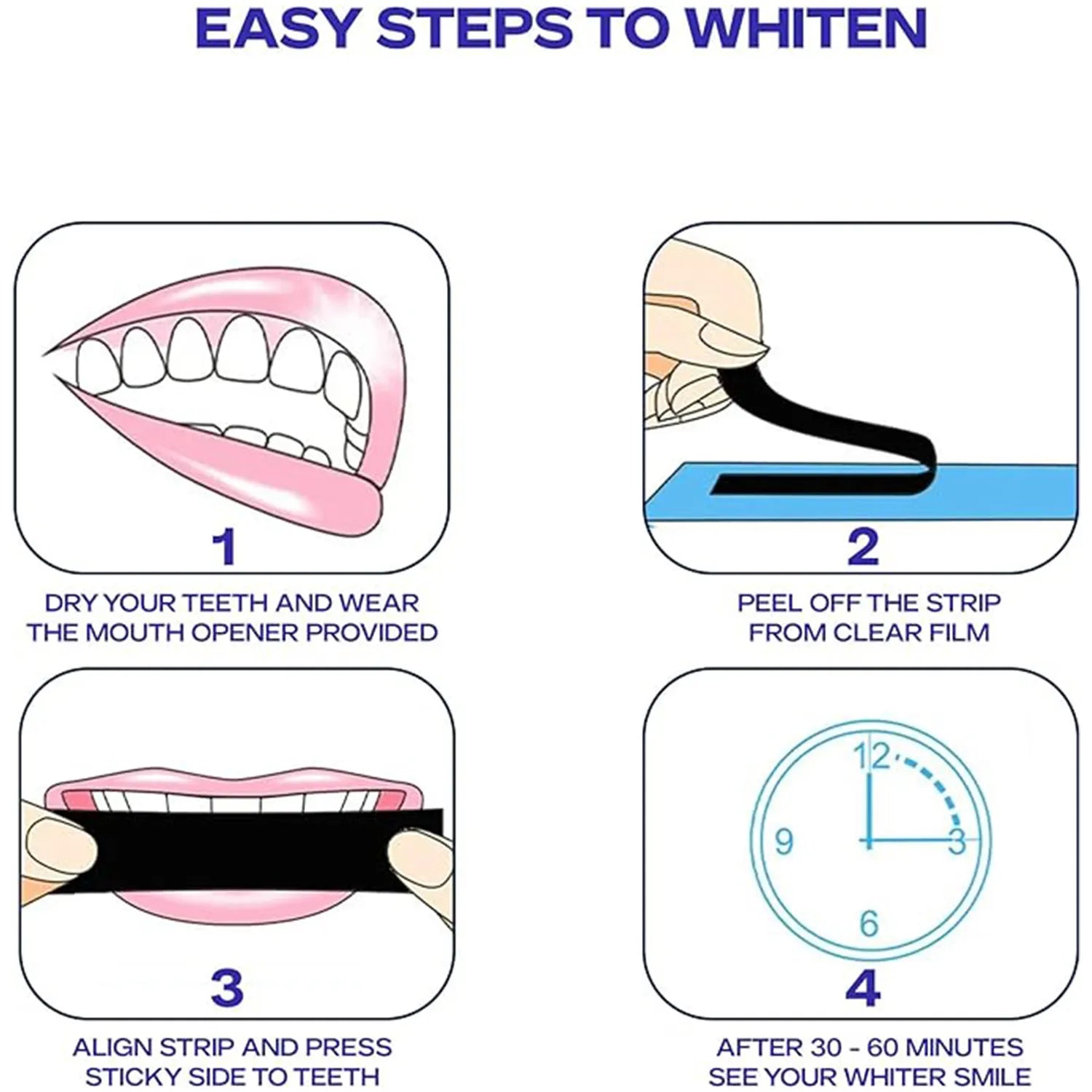 HomeGenics Teeth Whitening Strips - 20 Sessions, Peroxide-Free Kit with Free Mouth Opener