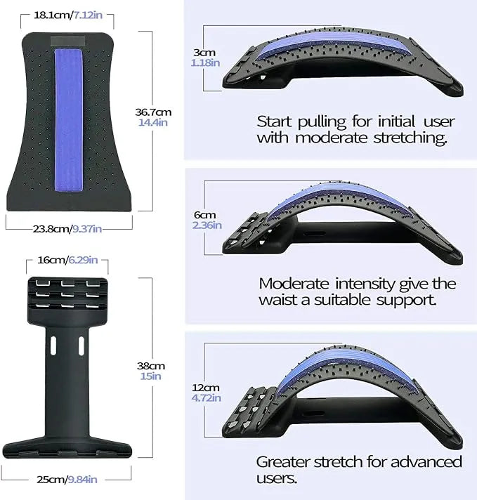 Adjustable Back Stretcher with Magnetic Massage Points - Your Personal Chiropractor for Pain Relief and Posture Correction