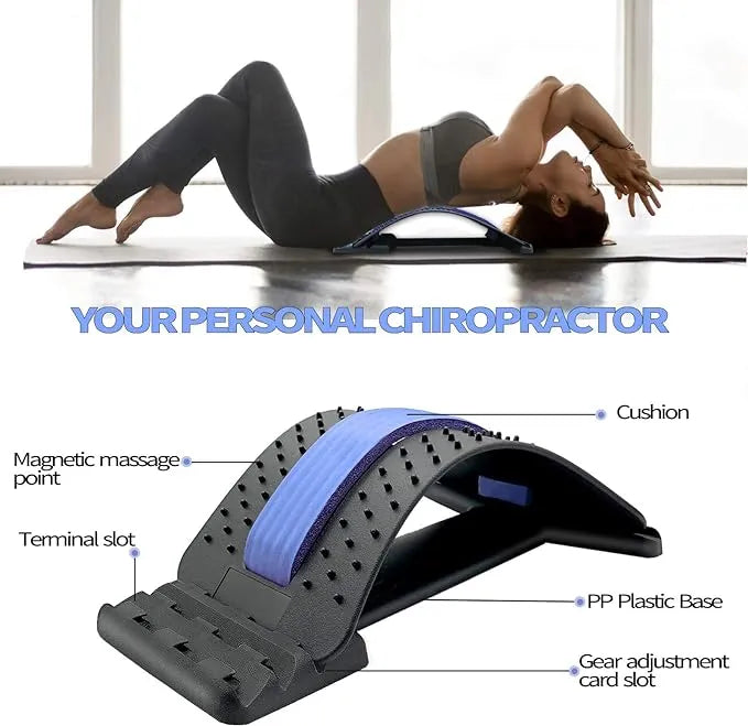 Adjustable Back Stretcher with Magnetic Massage Points - Your Personal Chiropractor for Pain Relief and Posture Correction