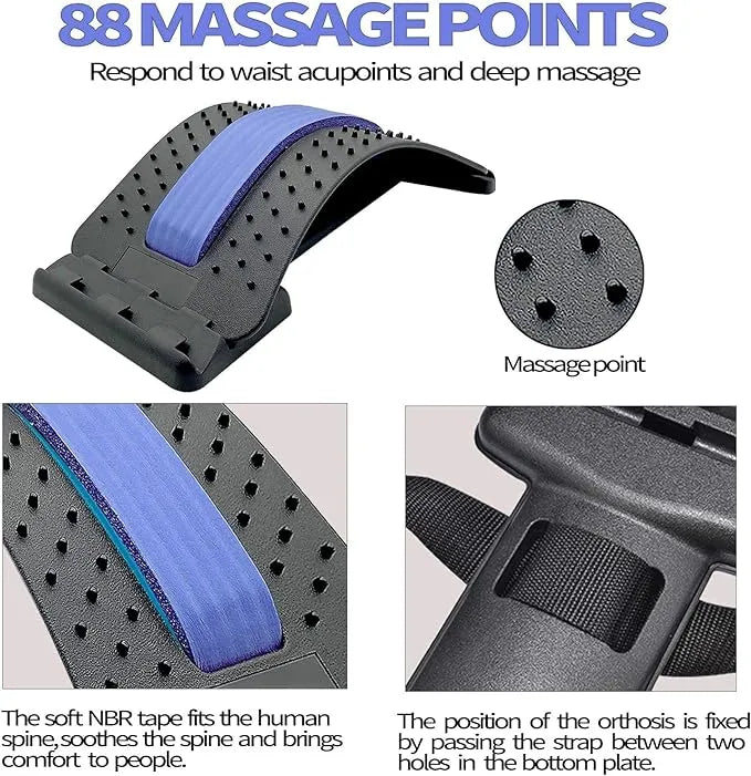 Adjustable Back Stretcher with Magnetic Massage Points - Your Personal Chiropractor for Pain Relief and Posture Correction