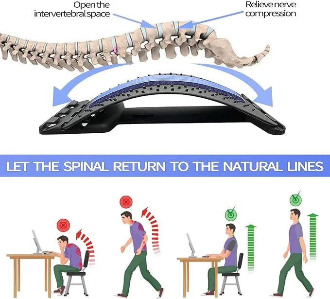 Adjustable Back Stretcher with Magnetic Massage Points - Your Personal Chiropractor for Pain Relief and Posture Correction