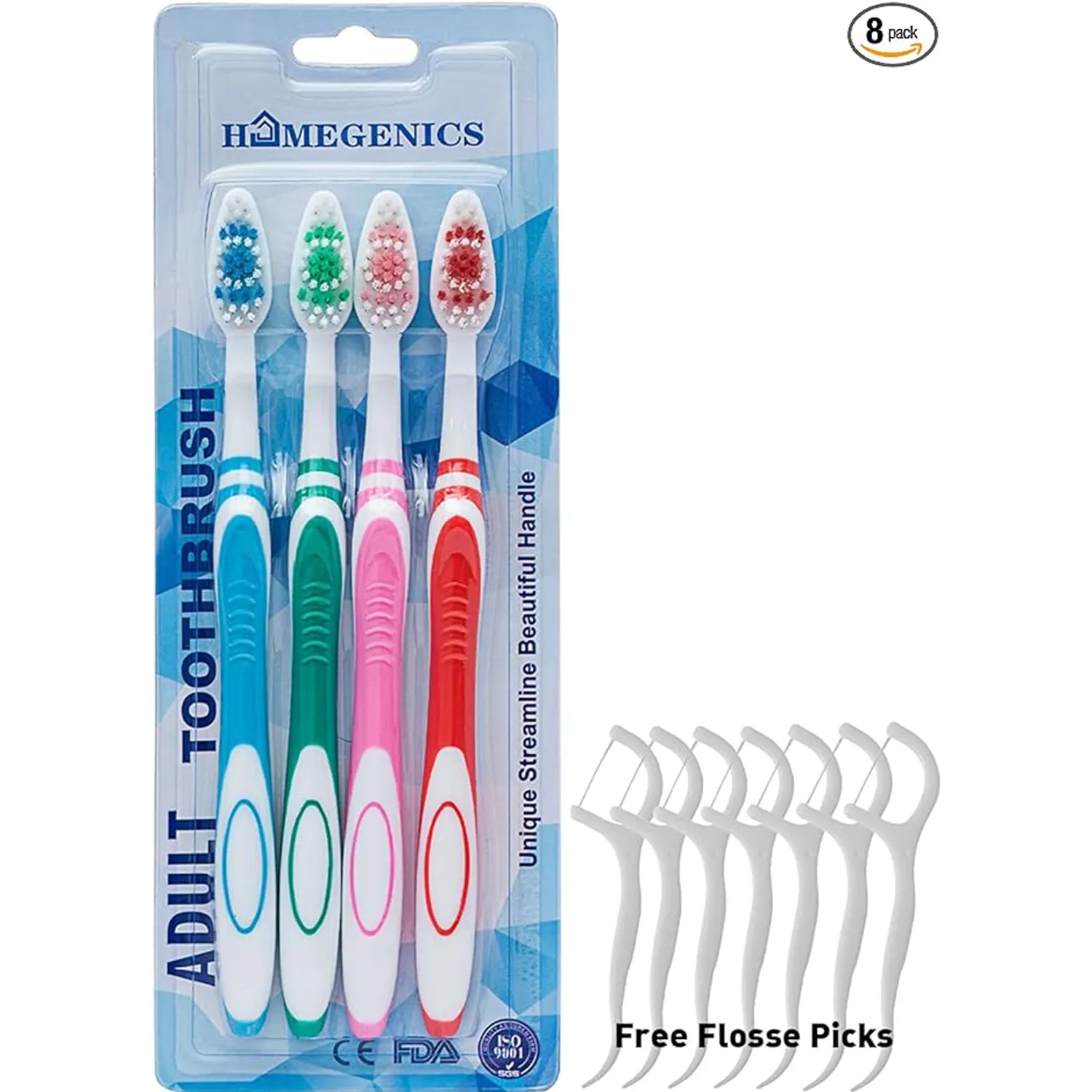 HomeGenics 12 Pack Essential Care Manual Toothbrushes - Soft Bristles for Adults - Enamel Dental Cleaning & Care