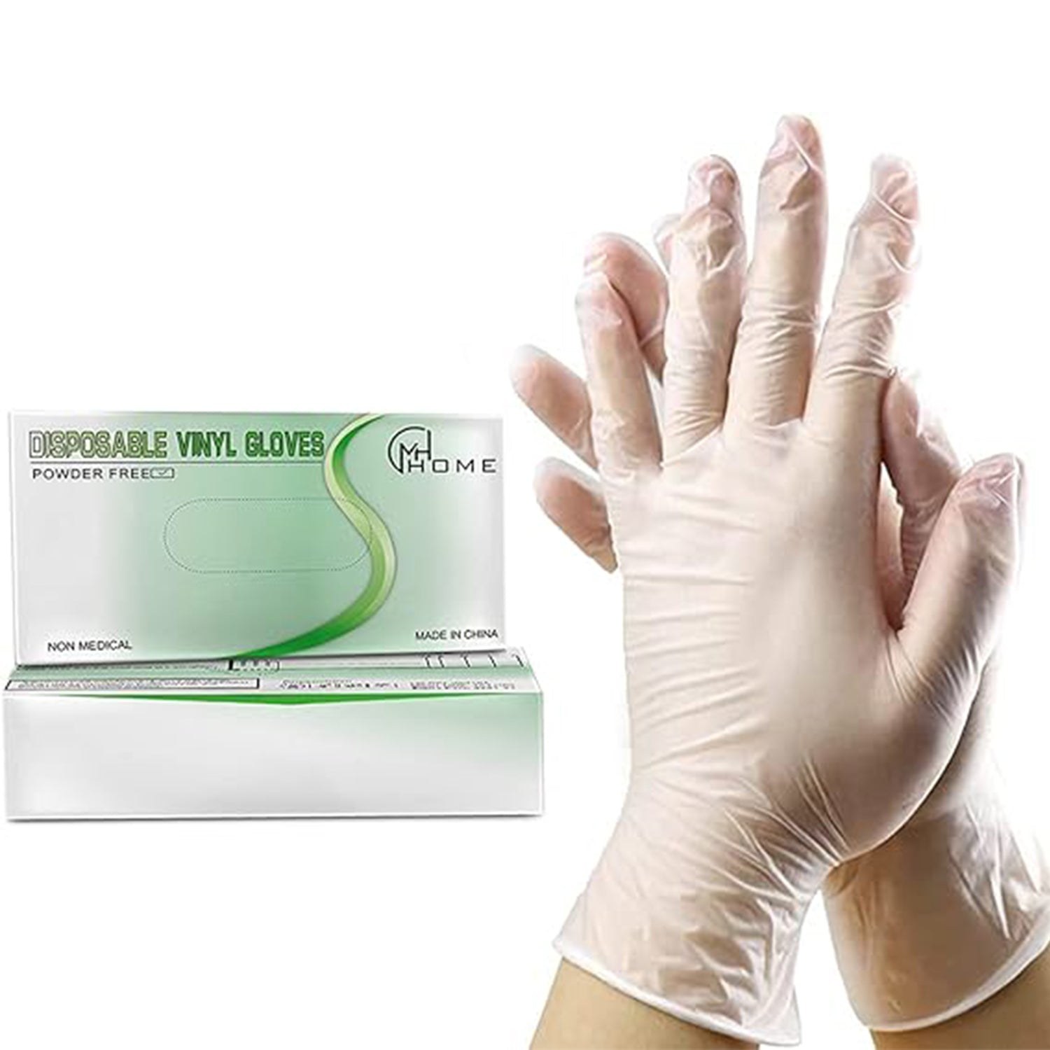 100-Pack Clear Vinyl Disposable Gloves - Latex-Free, Powder-Free - Ideal for Food, Safety & Cleaning