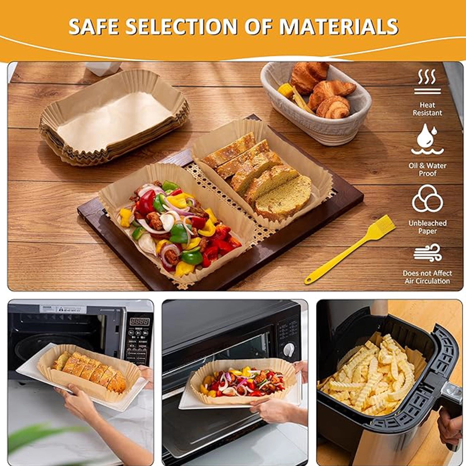 130PC Disposable Air Fryer Liners - BPA Free, Fits Ninja AF300UK/AF400UK, Salter, Tower Dual Air Fryers