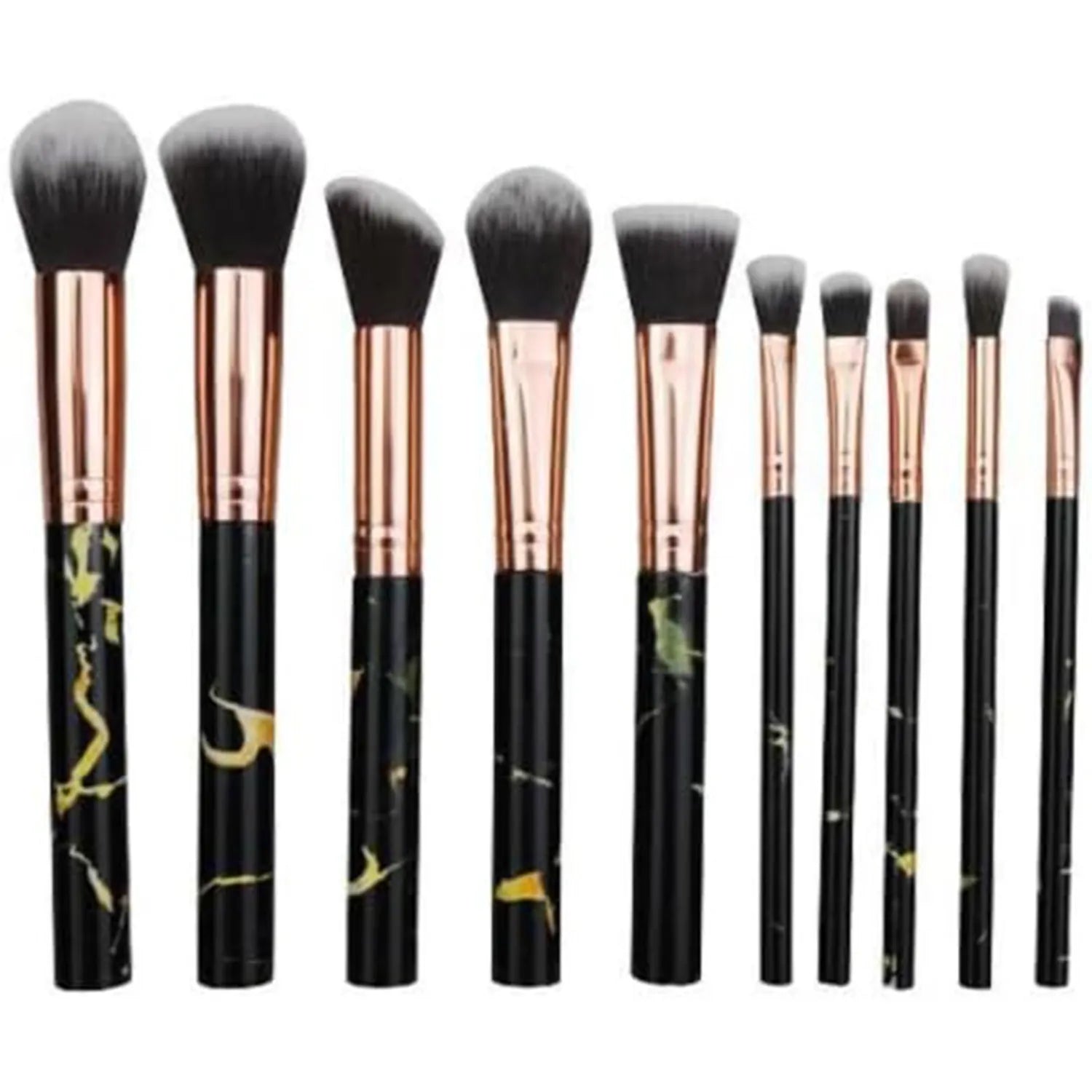 HomeGenics 10-Piece Marble Makeup Brush Set - Foundation, Powder, Blush, Eyeshadow, Contour Brushes