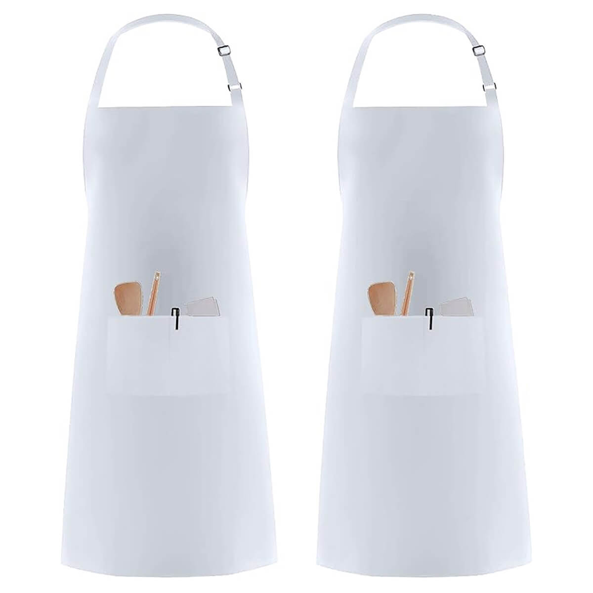 Stain-Resistant Kitchen Apron Bib in Classic White with Stylish Black Trim