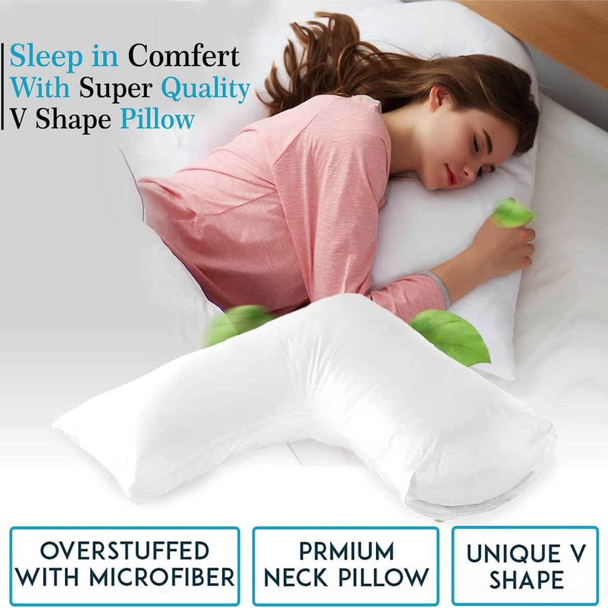 Supreme Comfort V-Shaped Pillow Set -  Complete with Pillowcase