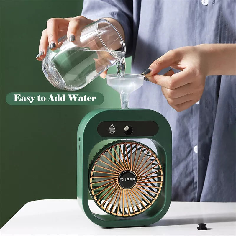 USB Rechargeable Air Conditioning Desk Misting Fan - Portable Air Cooler & Humidifier
