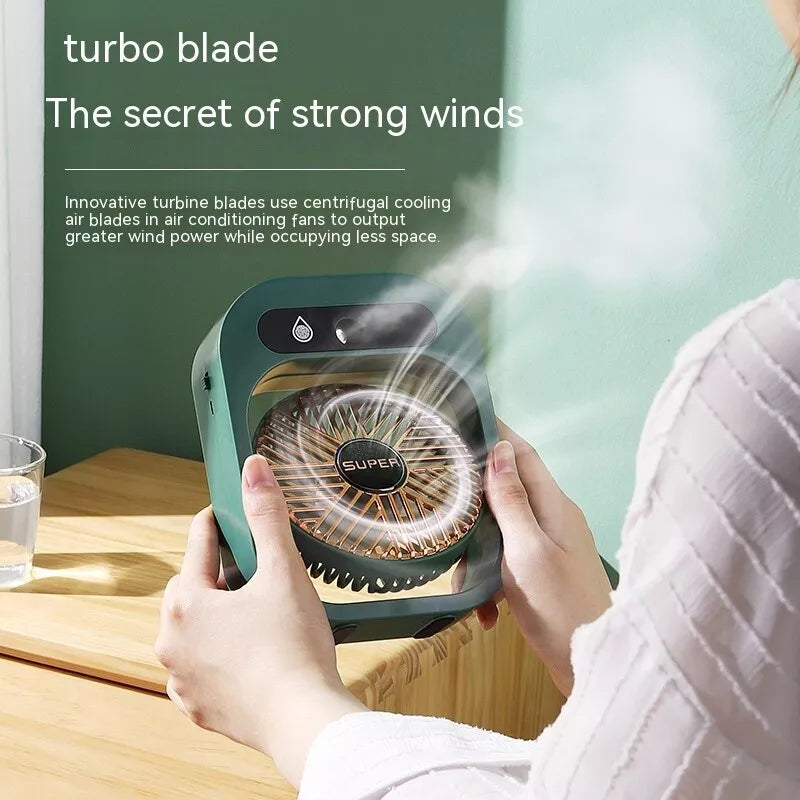 USB Rechargeable Air Conditioning Desk Misting Fan - Portable Air Cooler & Humidifier